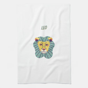 Cute Leo, zodiac, star sign print Kitchen Towel