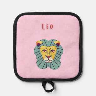 Cute Leo, zodiac, star sign print Pot Holder