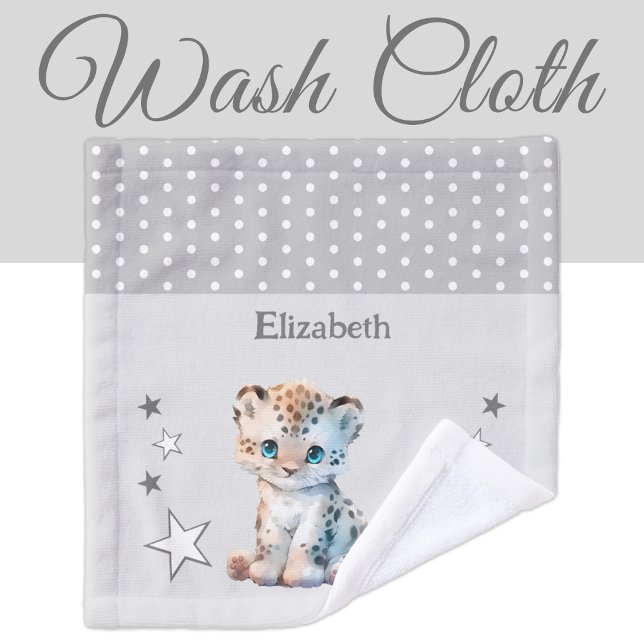 Cute léopard ajouter nom pois étoiles gris (Créateur téléchargé)