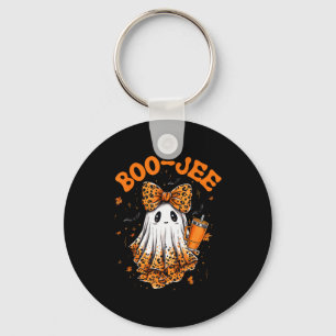 Cute Leopard Boo Jee Ghost Coffee Halloween Costum Keychain