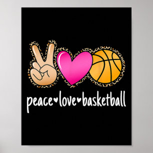 Cute Leopard Boys Girls Sketll Peace Love Sketll  Poster