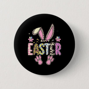 Cute Leopard Bunny Easter Day Tee For Nurses And T 2 Inch Round Button