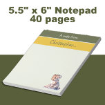 Cute leopard custom name green kids notepad<br><div class="desc">This adorable 5.5" x 6" notepad is perfect for kids who love to make their mark! With 40 pages, it features a super cute leopard design alongside the phrase "A Note From, " ready to be personalized with your child’s name. Whether they’re jotting down reminders, doodling, or writing sweet notes,...</div>