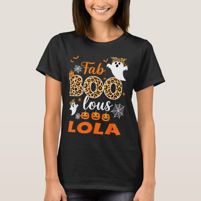 Cute Leopard Fab Boo Lous Lola Soky Halloween Cost T-Shirt (Front)