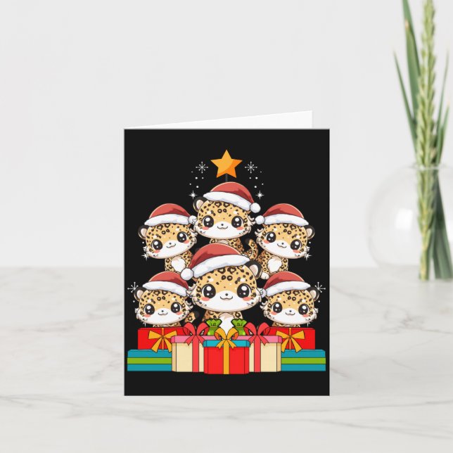 Cute Leopard Gecko Le Lizard Christmas Tree Xmas H Card (Front)