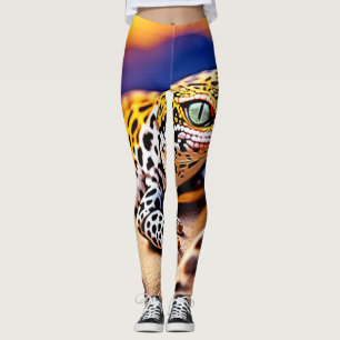 Cute Leopard Gecko Sunset Desert Design Leggings