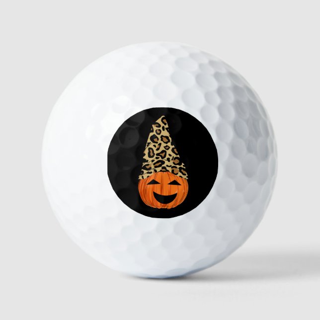 Cute Leopard Hat Pumpkin Golf Balls (Front)
