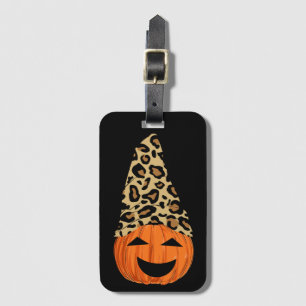 Cute Leopard Hat Pumpkin Luggage Tag