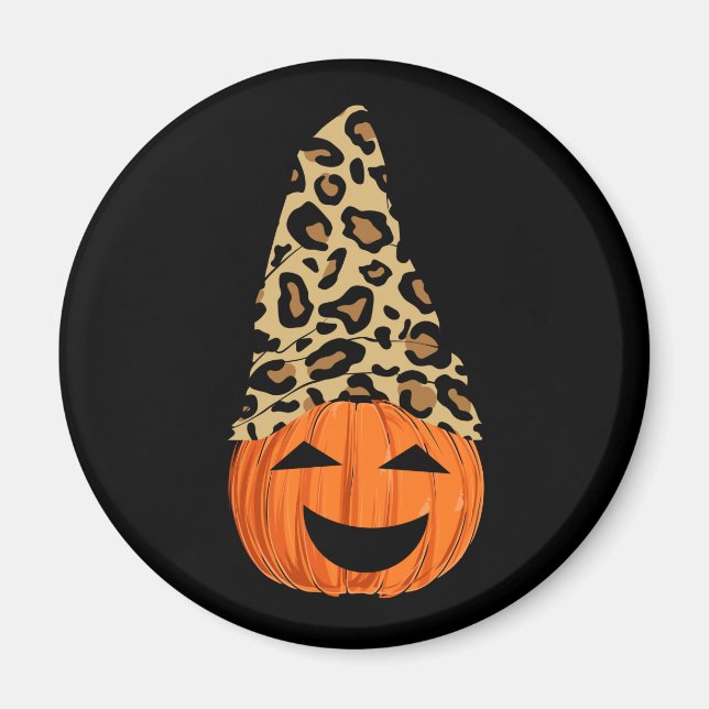 Cute Leopard Hat Pumpkin Magnet (Front)