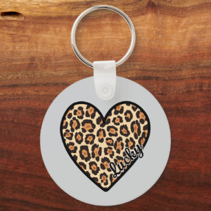 Cute Leopard Heart Valentine's Day gift Keychain
