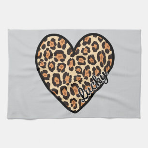 Cute Leopard Heart Valentine's Day gift Kitchen Towel