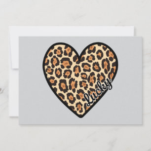 Cute Leopard Heart Valentine's Day gift Thank You Card