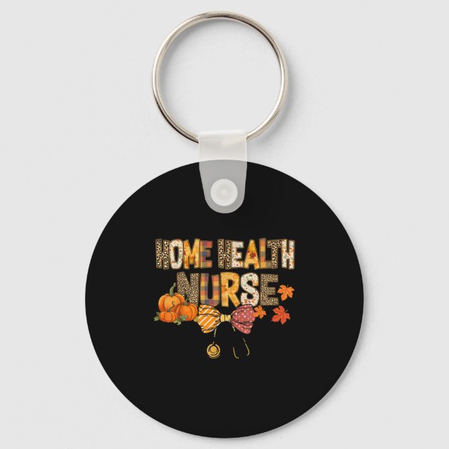 Cute Leopard Home Health Nurse Stethocope Fall Coq Keychain (Front)