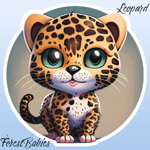 Cute Leopard Kitten Safari Animal Cartoon Graphic