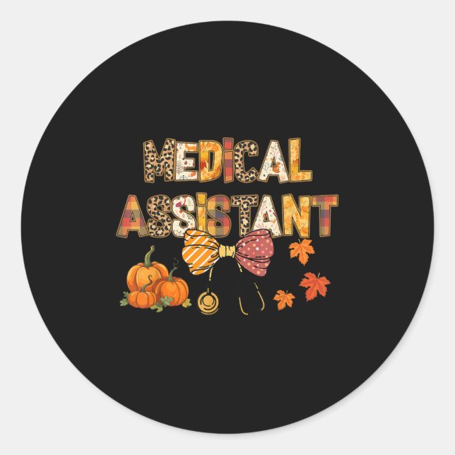 Cute Leopard Medical Istant Stethocope Fall Coquet Classic Round Sticker (Front)