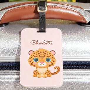 Cute Leopard Nursery Kids Animal Illustration Luggage Tag