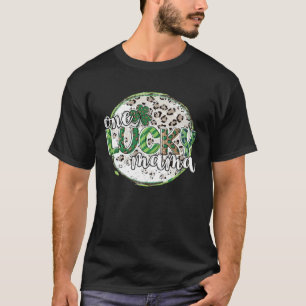 Cute Leopard Plaid St Patrick s Day One Lucky Mama T-Shirt