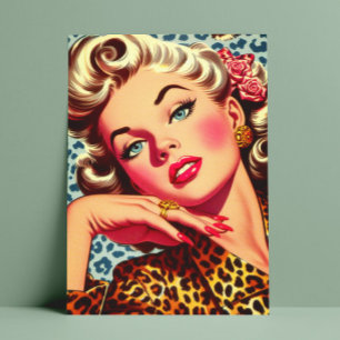 Cute Leopard Print Girl Postcard