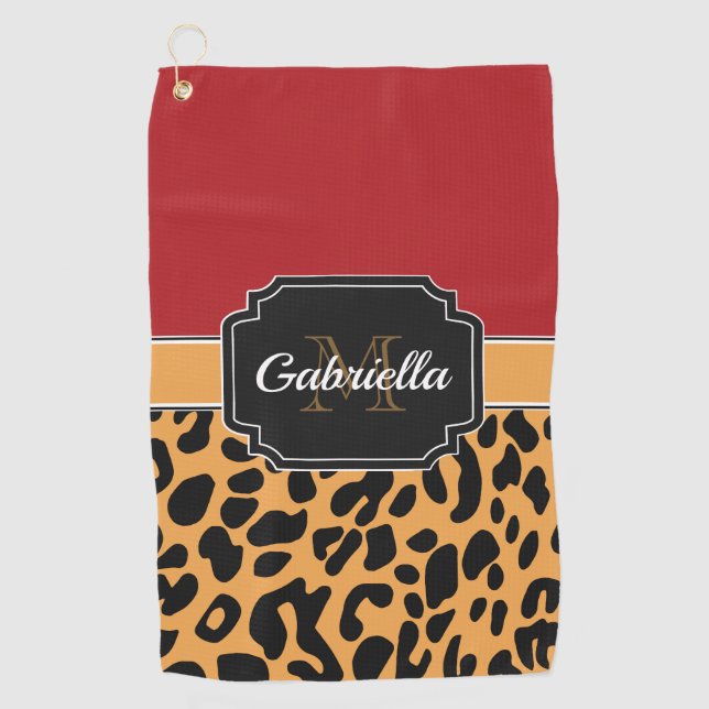 Cute Leopard Print Golf Towel (Front)
