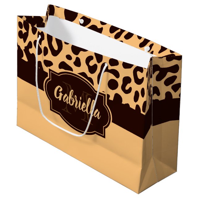 Cute Leopard Print Large Gift Bag (Front Angled)