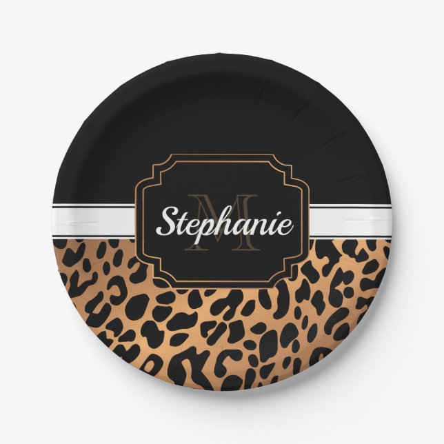 Cute Leopard Print Paper Plate (Front)