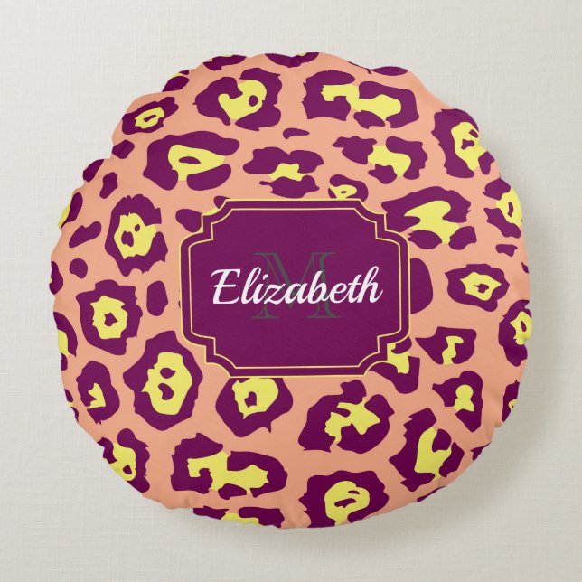Cute Leopard Print Round Pillow (Front)