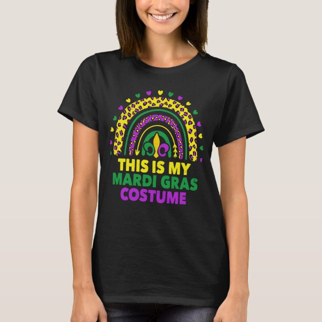 Cute Leopard Rainbow This Is My Mardi Gras Costume T-Shirt (Front)