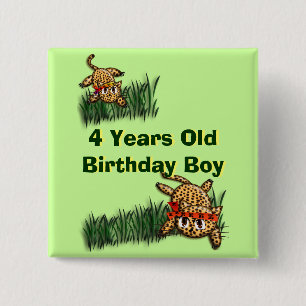 Cute Leopard Safari Birthday Invitation Magnet 2 Inch Square Button