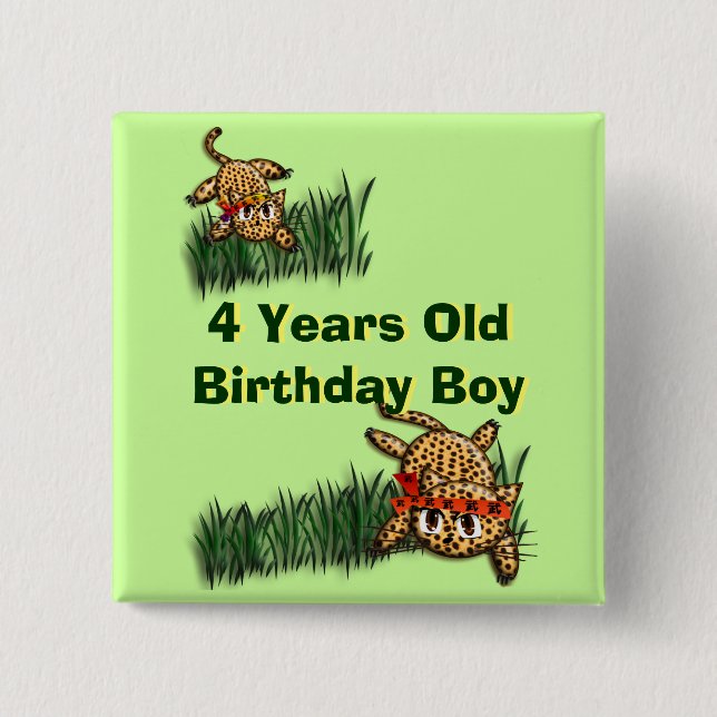 Cute Leopard Safari Birthday Invitation Magnet 2 Inch Square Button (Front)