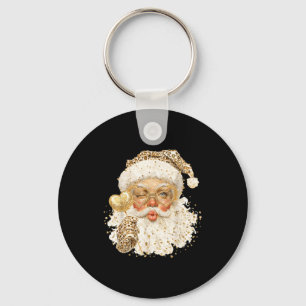 Cute Leopard Santa Claus Merry Christmas 2026 Prep Keychain