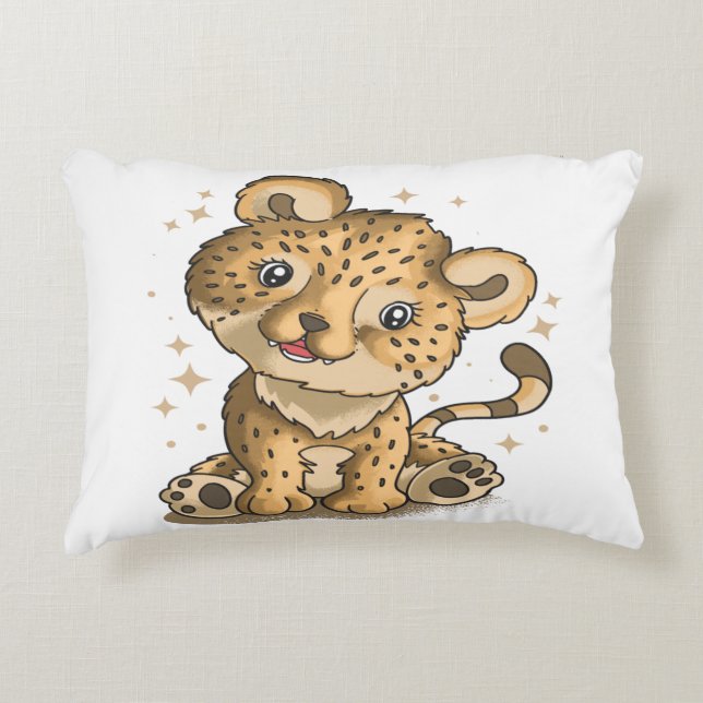 cute leopard sitting illustration  design accent pillow (Front)