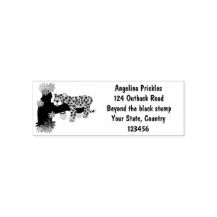 Cute leopard sleeping in tree cartoon illustration self-inking stamp