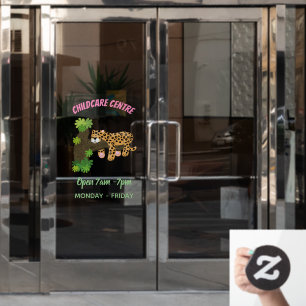 Cute leopard sleeping in tree cartoon illustration window cling