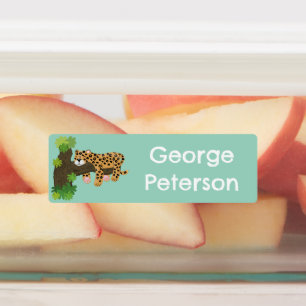 Cute leopard sleeping in tree cartoon personalized