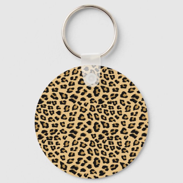 Cute Leopard Spots Cat Animal Print Pattern Keychain (Front)