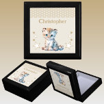 Cute leopard stars add name brown keepsake gift box<br><div class="desc">Keepsake Gift Box for children.
Personalize with a name.
Featuring a cute leopard,  polka dots and stars with the colours brown and white.</div>
