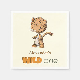 Cute Leopard Wild One Birthday Napkin