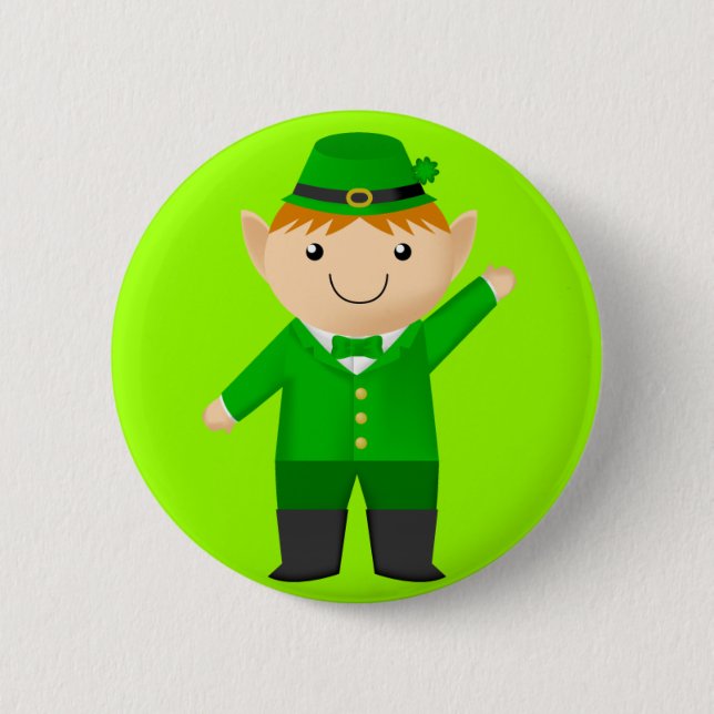 Cute Leprechaun 2 Inch Round Button (Front)