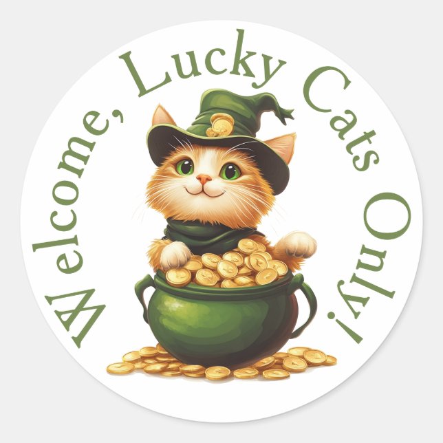 Cute Leprechaun Cat Sticker for St. Patrick’s Day (Front)