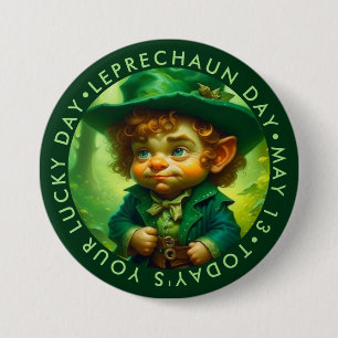 Cute Leprechaun Day, lucky day 3 Inch Round Button