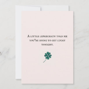 cute leprechaun four leaf clover card couples