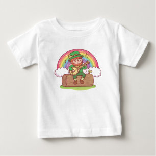 Cute Leprechaun Playing Banjo Baby T-Shirt