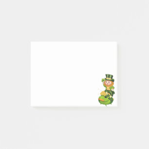 Cute leprechaun & pot de billets en or post-it