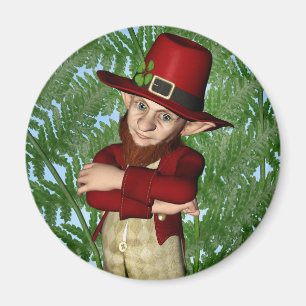 Cute Leprechaun Shamrock Irish Folklore Art Magnet