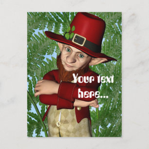 Cute Leprechaun Shamrock Irish Folklore Art Postcard