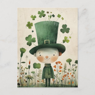 Cute Leprechaun Watercolor St. Patrick's Day  Postcard