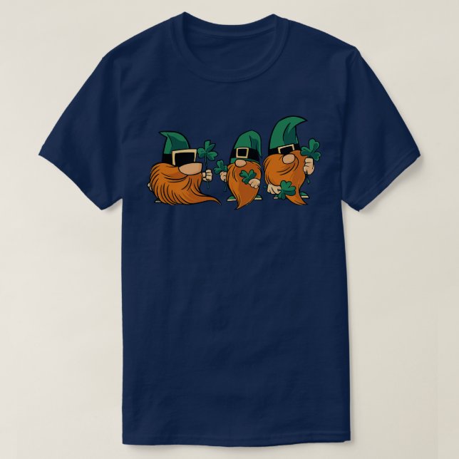 Cute Leprechauns With Lucky Clovers  T-Shirt (Design Front)
