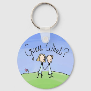 Cute Lesbian Couple Guess What Keychain