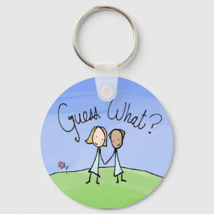 Cute Lesbian Couple Guess What Keychain