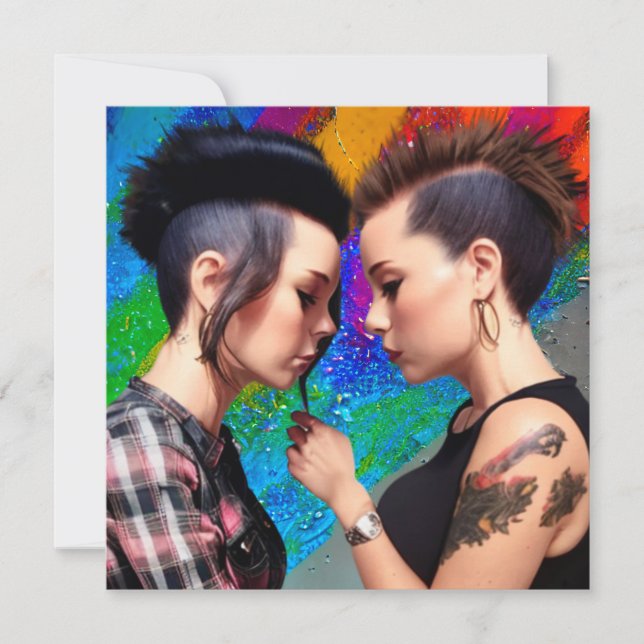 Cute Lesbian Couple Rainbow Art (Front)